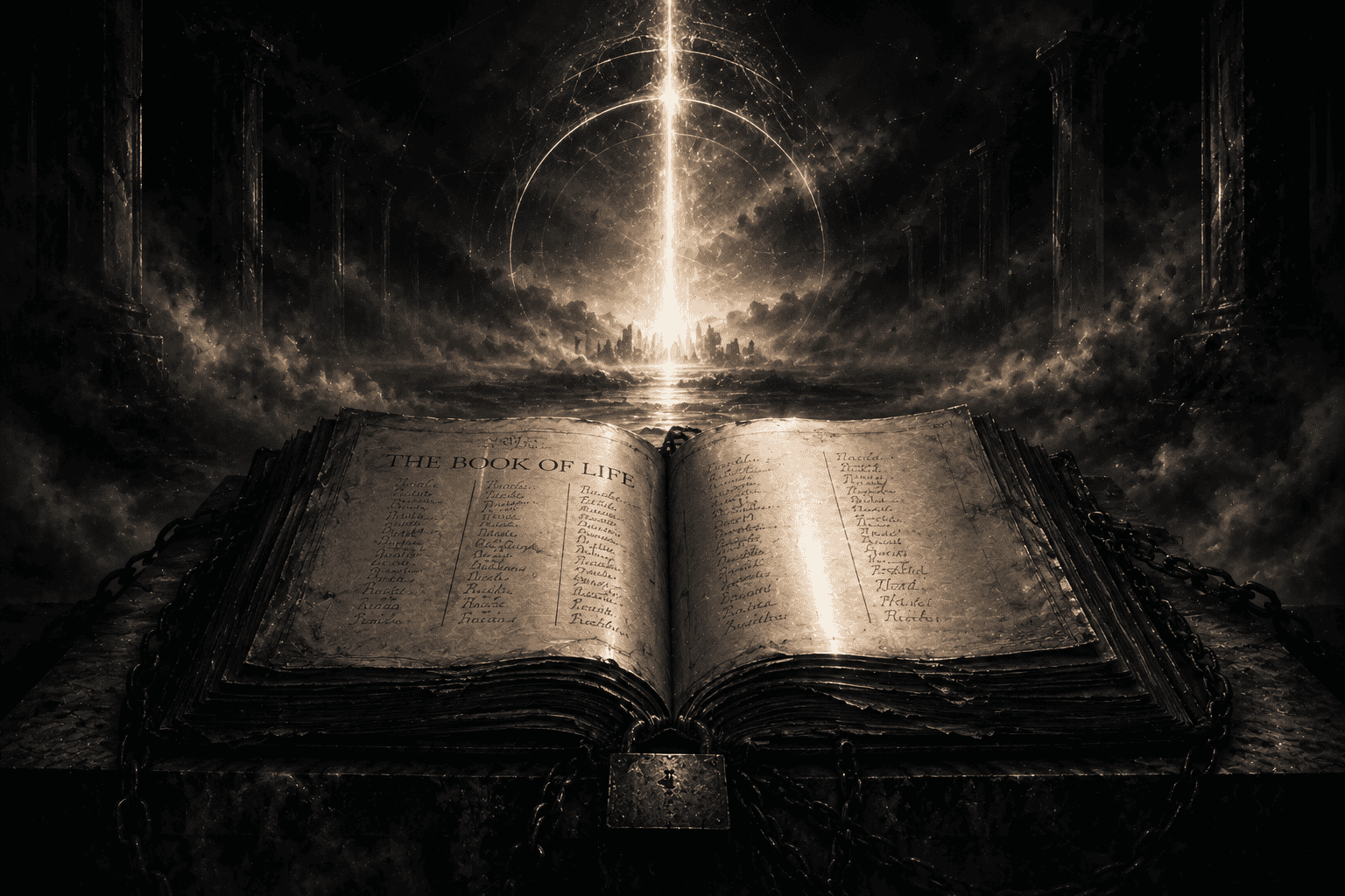 An open book glowing with light
