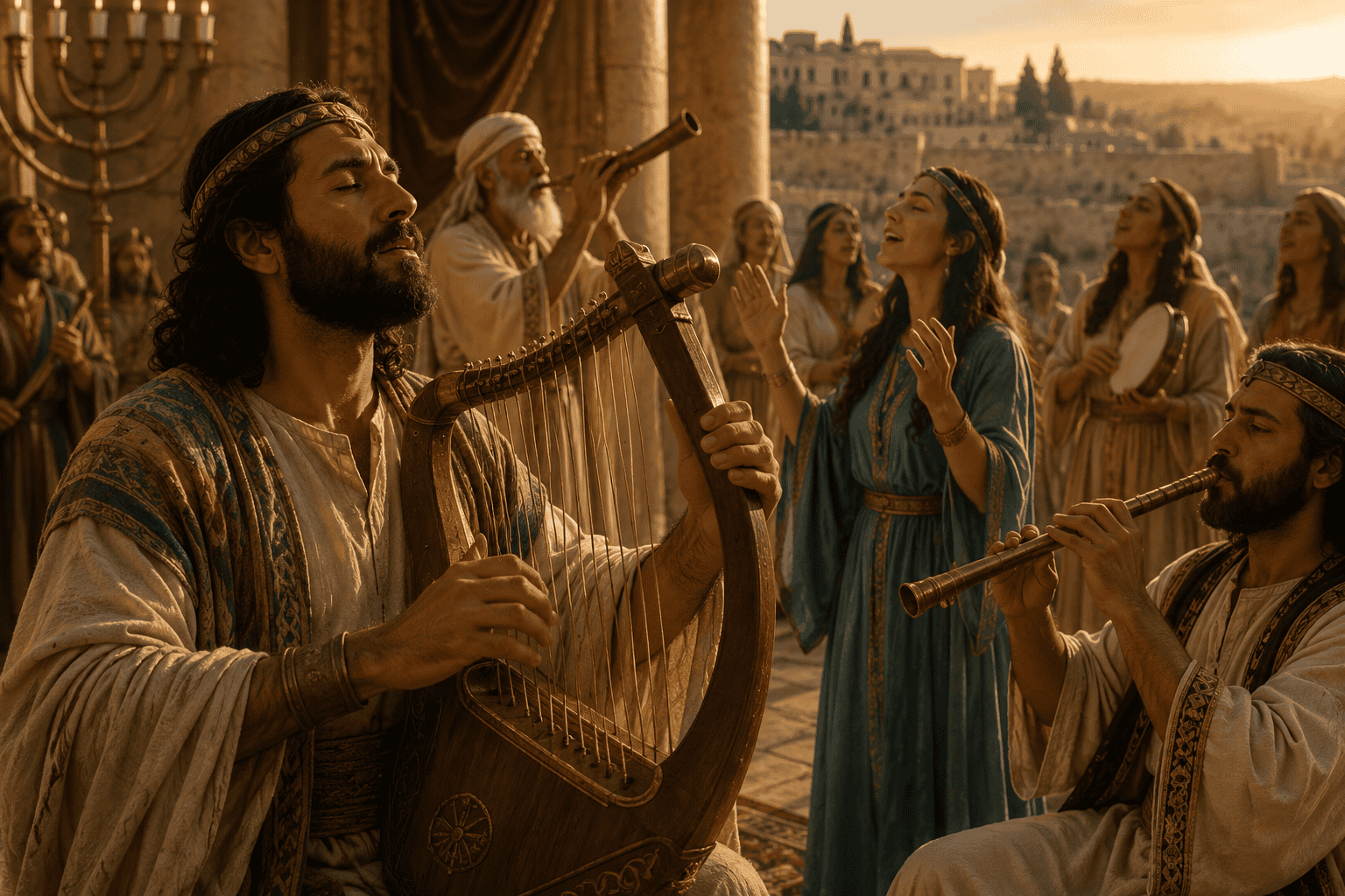 Music in the Bible, worship with instruments and song